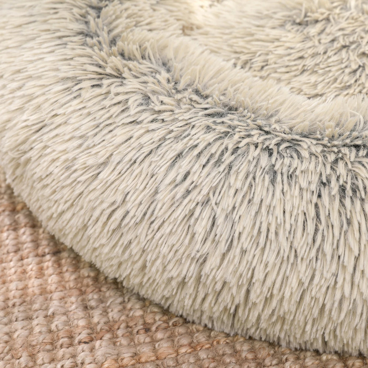 JOYFURNOS Panier pour chien en forme de beignet avec coussin amovible et lavable - Canapé en peluche douce - 70 cm - Kaki