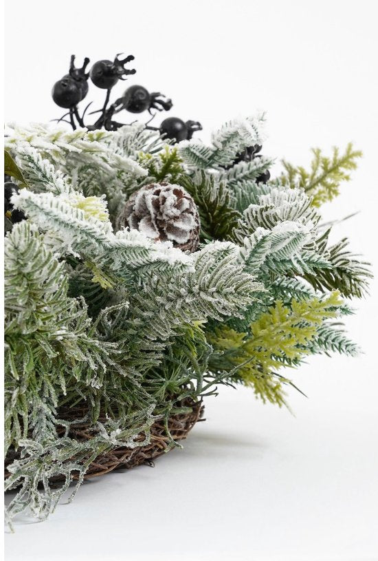 Mica Decorations : couronne de Noël « Vesper » avec des pommes de pin - H 13 x Ø 50 cm - Noir