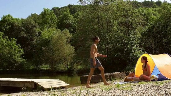 Tente de plage pop up abri de plage bleu-orange 401681