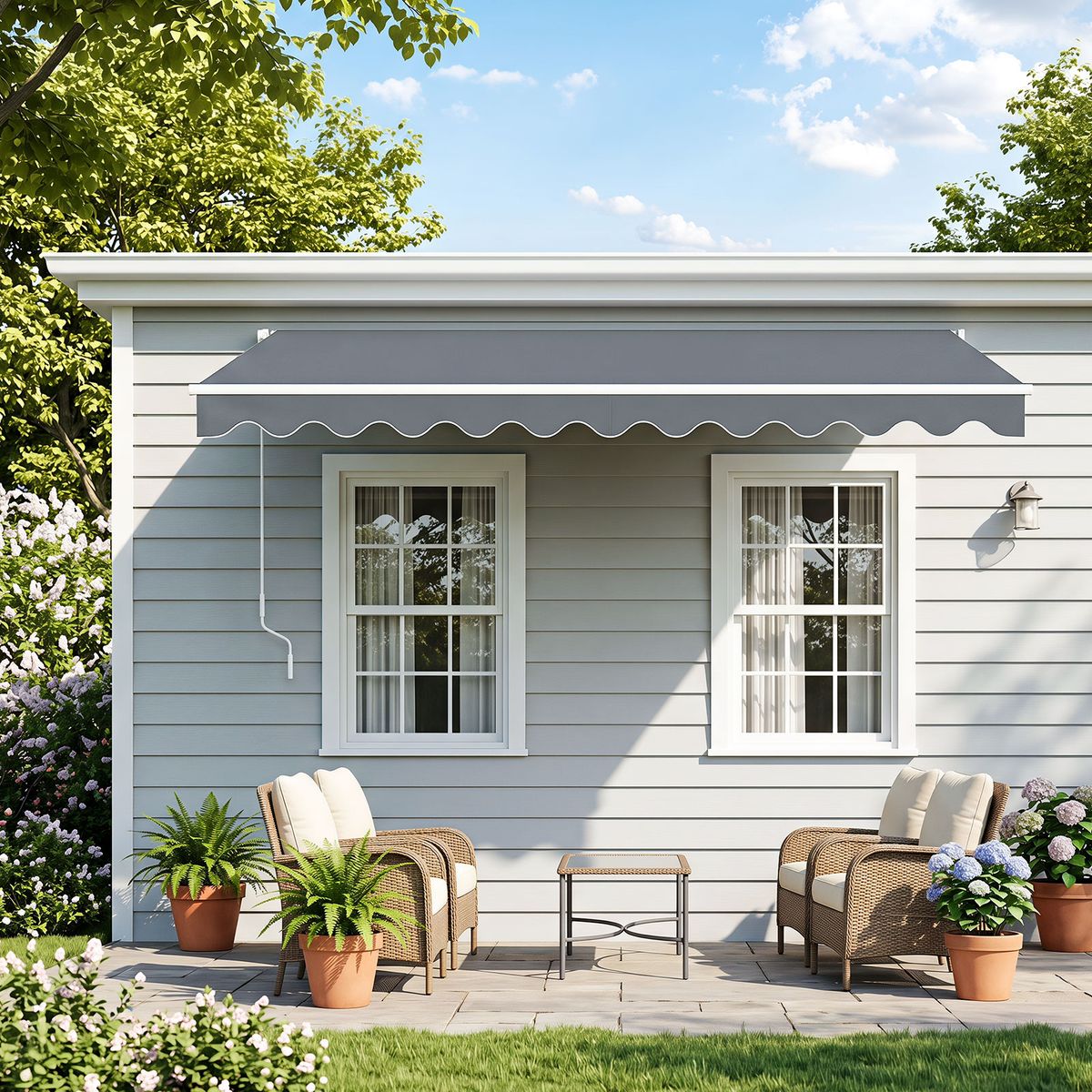 Store de terrasse Coast - rétractable - structure en aluminium - gris 3,6 x 3 m