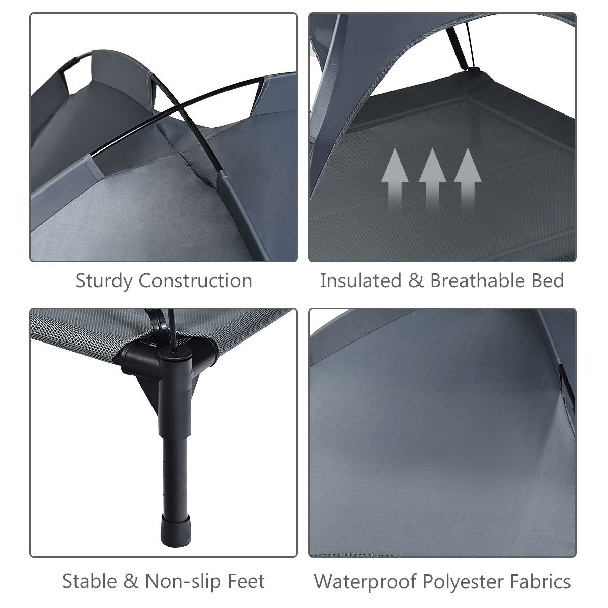 Lit pour chien Coast - Lit et tente pour animaux - 105 x 87 x 89 cm - Gris