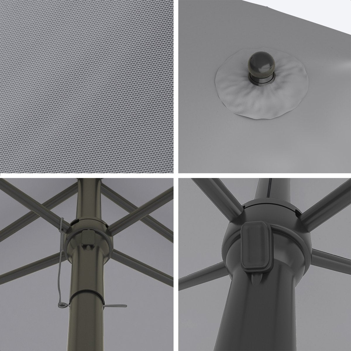 Parasol - LifeGoods - 30° inclinable - Imperméable - Avec housse - 200x125cm - Gris foncé