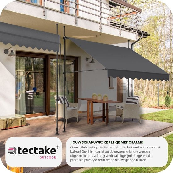 tectake - store à pinces - parasol - store - réglable - store à pinces - parasol balcon - 250 x 120 cm - noir gris - store - 404962