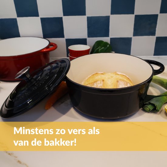 Casserole en fonte Chefarone 3,5 L - Sans PFAS - Avec couvercle - Compatible avec toutes les sources de chaleur - Émaillée noire