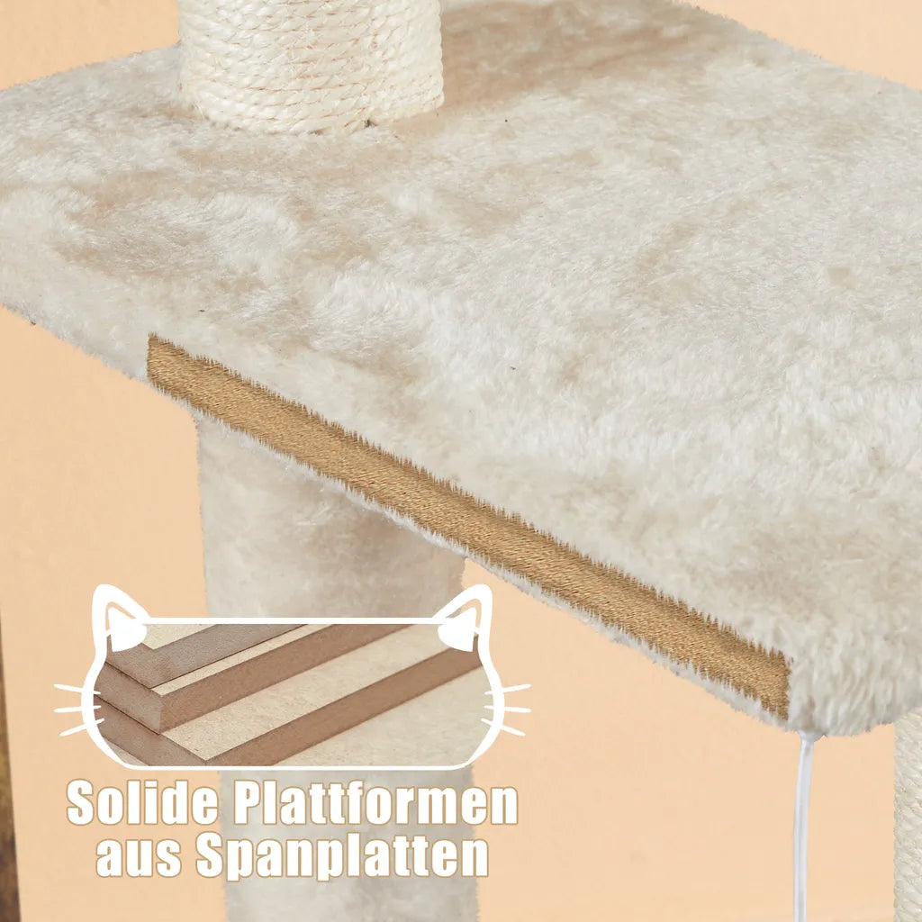 Yaheetech : Arbre à chat avec meuble pour litière 80 x 45 x 134,5 cm - Marron/Beige vintage - Meuble pour chat 2-en-1 avec arbre à chat et meuble pour litière