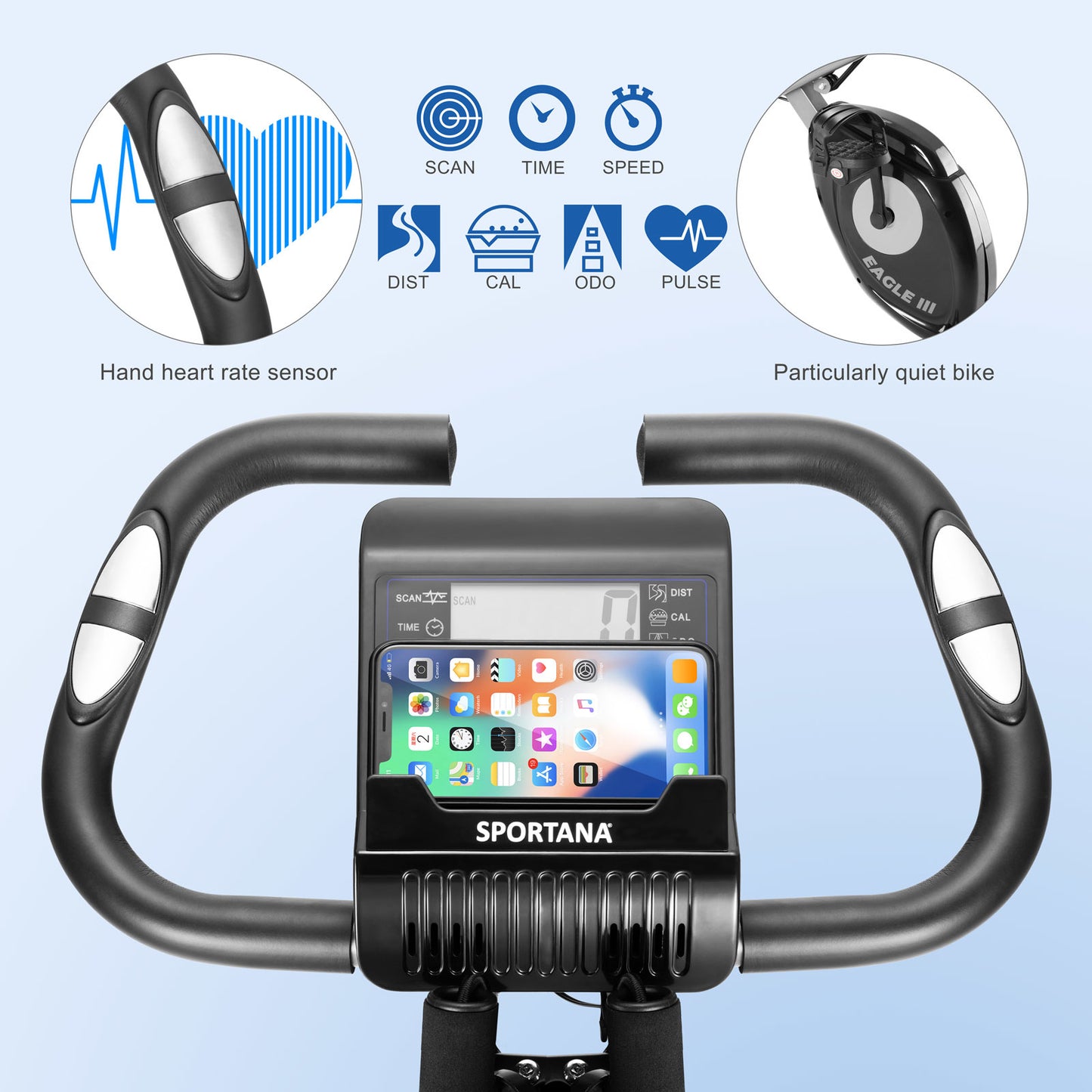 Sportana Hometrainer Eagle 3 - Inklapbaar 10 Niveaus – Zilver Zwart