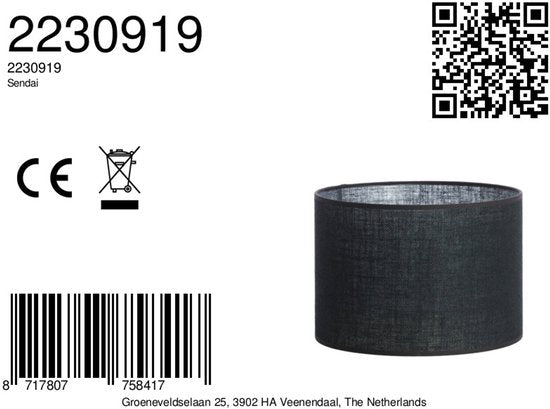 Abat-jour cylindrique Light & Living - Ø30x21cm - Moderne- Noir