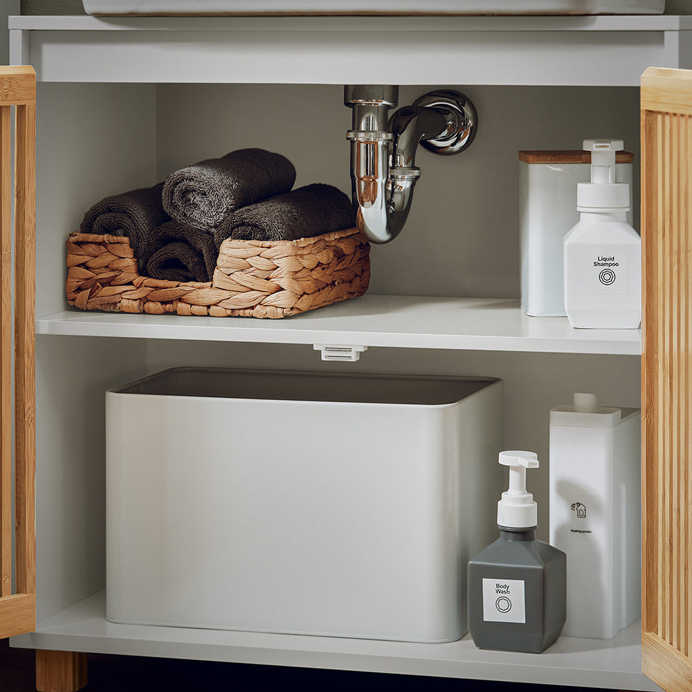 SoBuy BZR125-W Meuble bas pour évier - Blanc - 2 portes - 60x33x60cm
