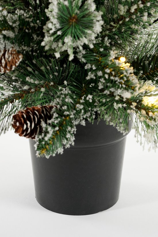 Black Box Trees Vandans : sapin de Noël artificiel avec éclairage - Sapin de Noël H 90 x Ø 48 cm - Sapin artificiel en pot avec des branches enneigées - Vert