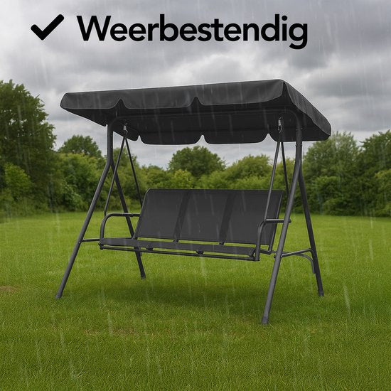Brixy Swing Bench - 3 places - Auvent réglable - Résistant aux UV - 170x118x153cm - Anthracite