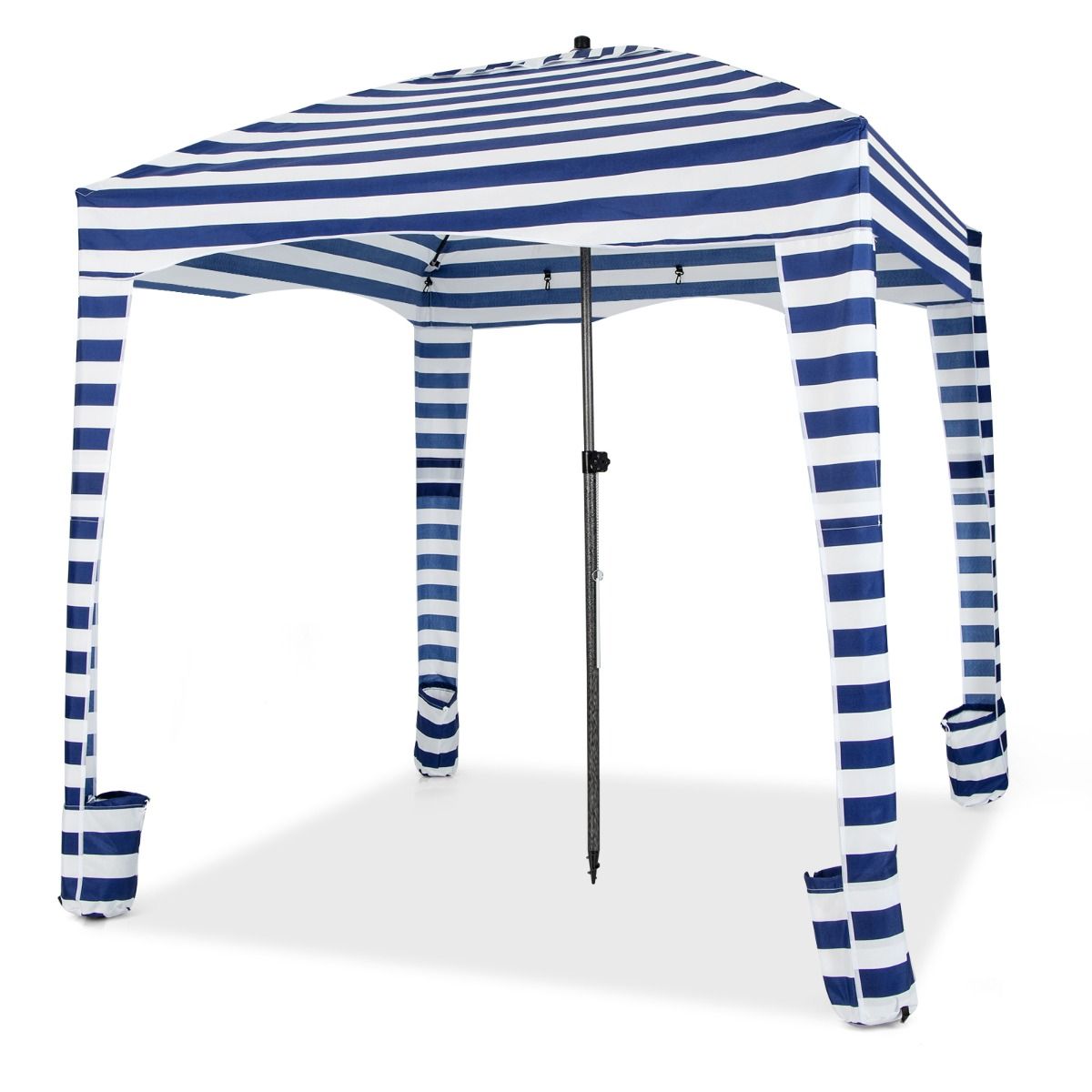 Tente de plage pliable Coast - Avec sac de transport - Paroi latérale amovible - 183 x 183 x 215-240 cm - Bleu avec blanc
