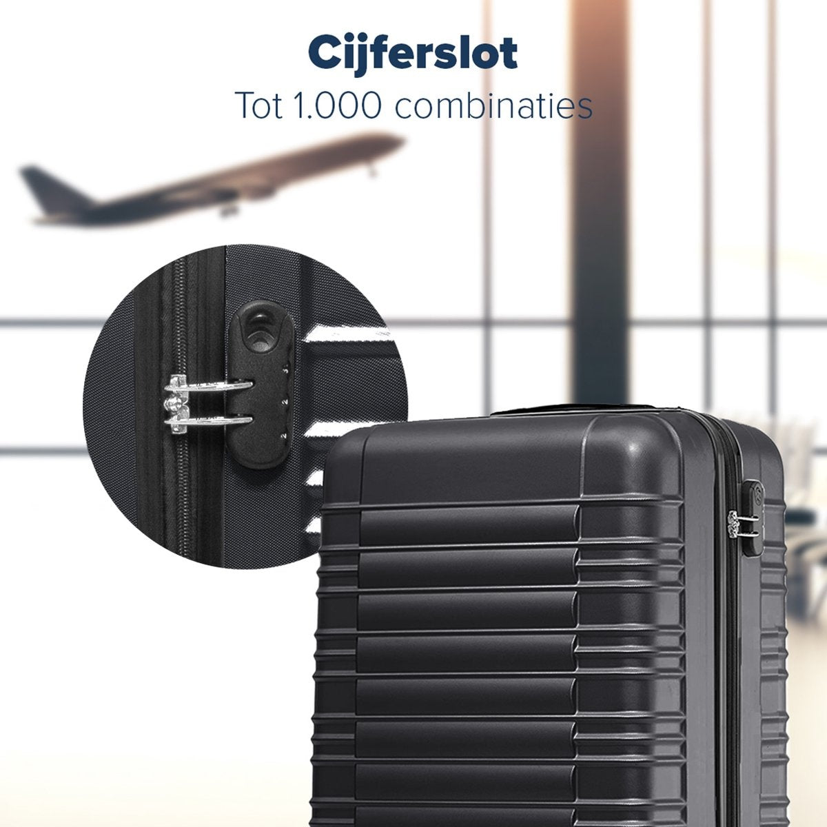 Set de valises -TRVLMORE - 3 pièces - 38L (bagage à main) + 70L + 110L - Noir