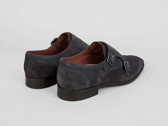 Rehab Phill Sue Dark Blue - Chaussures à boucles en daim rembourrées pour hommes