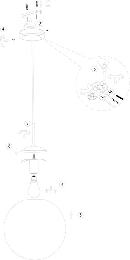 Steinhauer - lampe suspendue - Bollique - noir - verre métal - Ø 25cm - E27 - 3497ZW