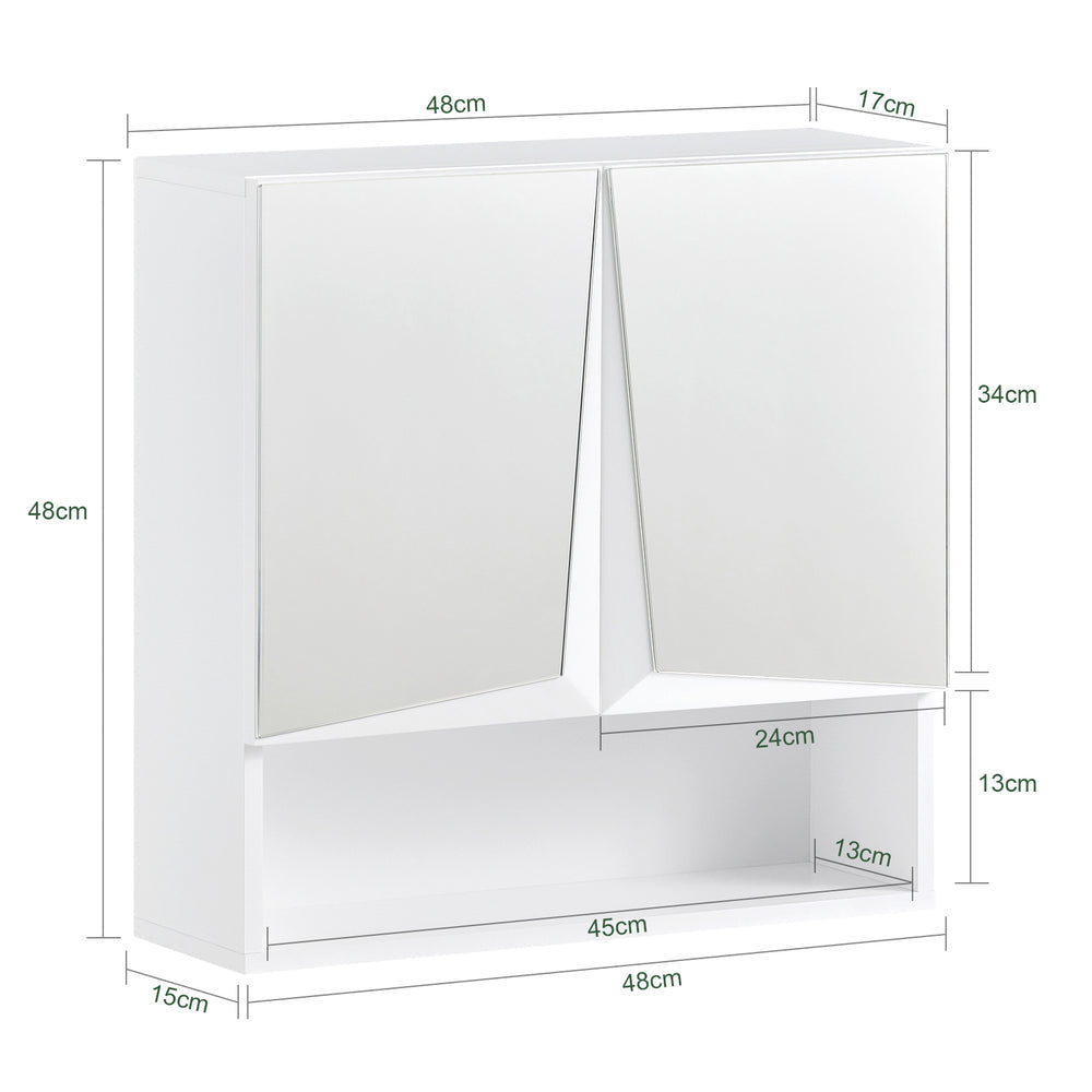 SoBuy Armoire murale de salle de bain - Armoire de toilette - Max. 15KG - 48 x 48 x 17 cm - Blanc
