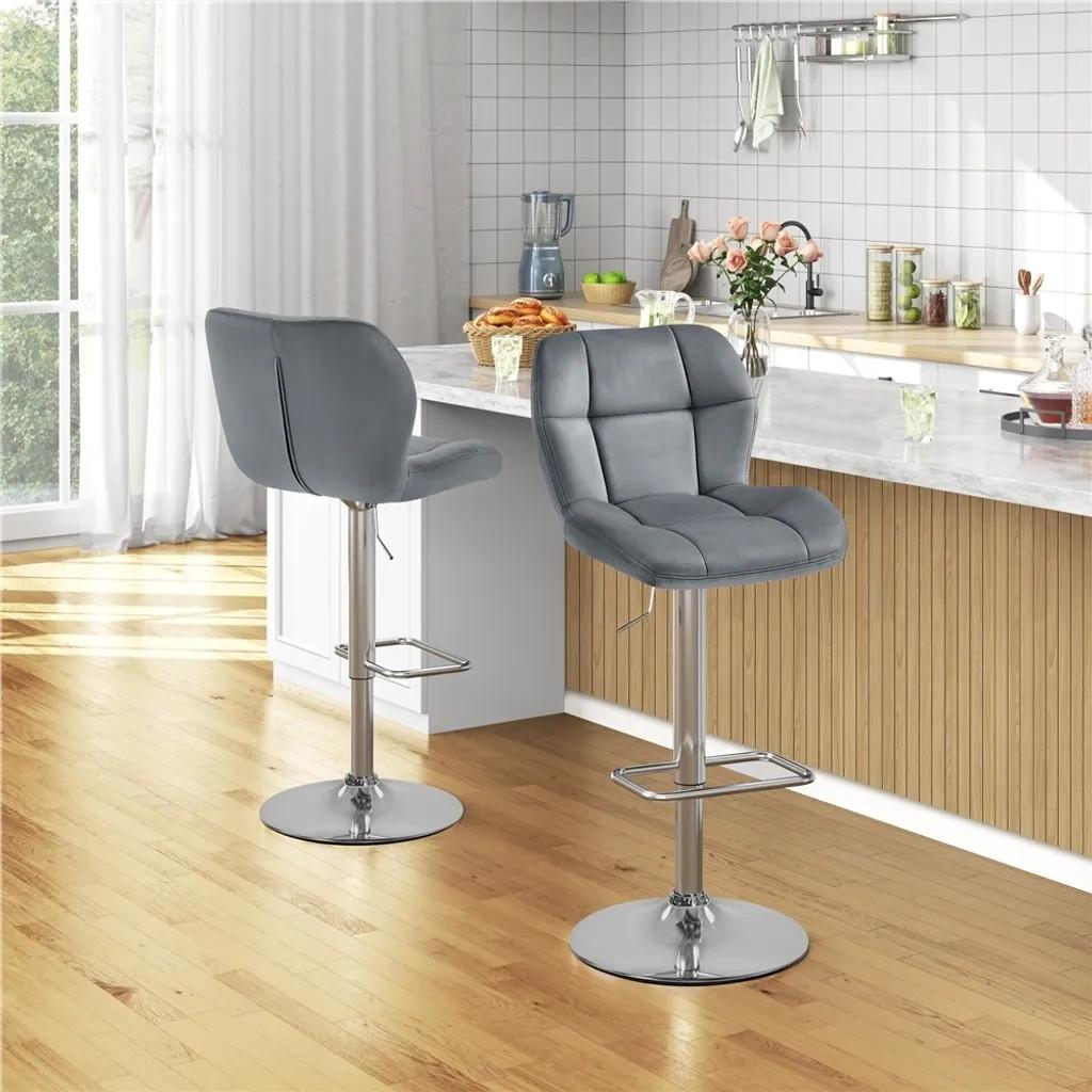 Lot de 2 tabourets de bar Yaheetech avec repose-pieds - 62,5-84,5 cm - Gris foncé