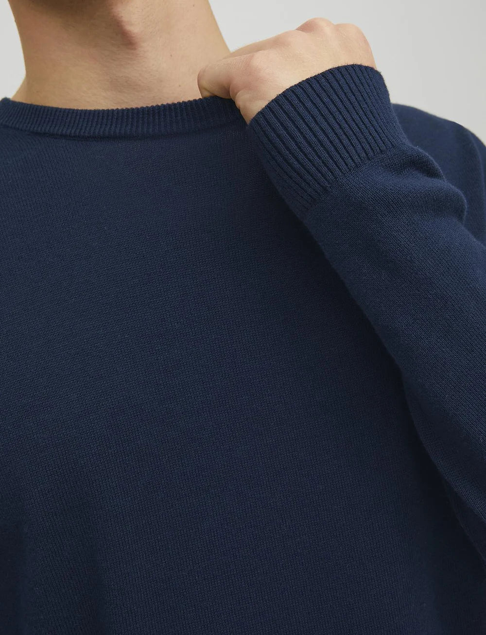 Pull en maille pour homme de JACK&JONES - Col rond et texture côtelée - Taille L - Bleu