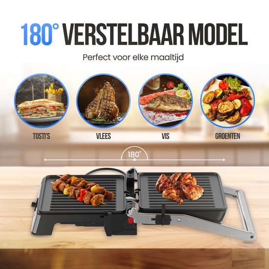 Strex Sandwich Device XL With Temperature Control - Contact Grill Large / Sandwich Iron / Toaster / Grill Device / Panini Grill - PFAS Free - 2200W