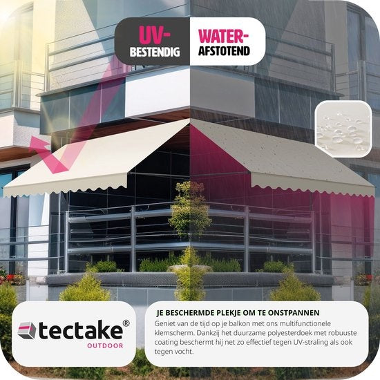 tectake - store à pinces - parasol - store - réglable - store à pinces - parasol balcon - 350 x 180 cm - beige - store - 404966