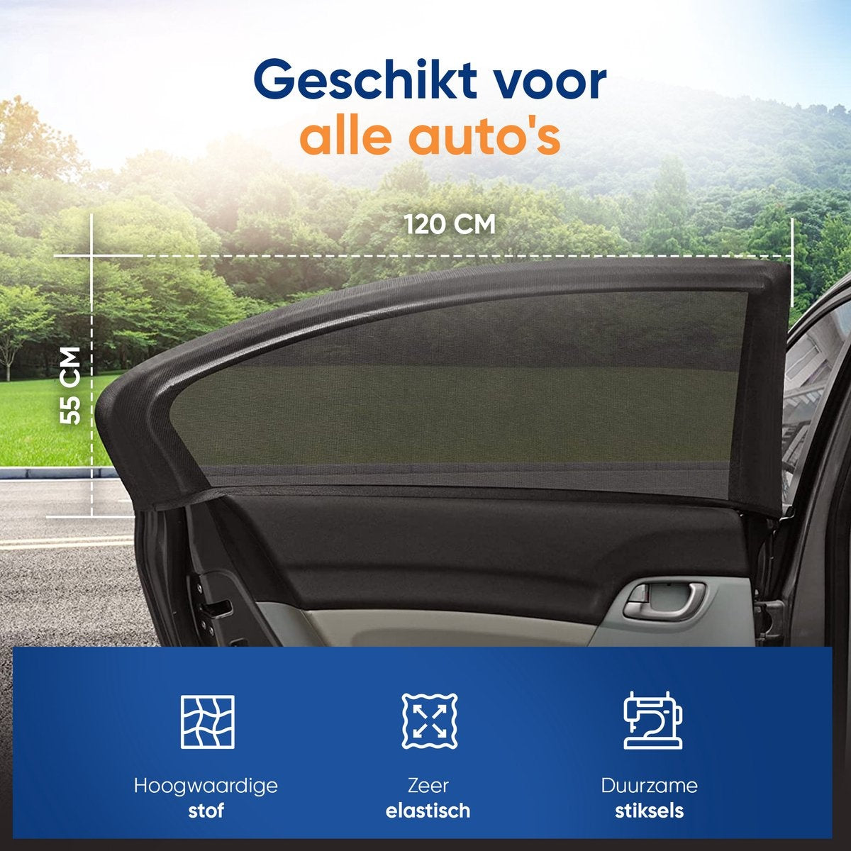 TenTravel Pare-soleil pour voiture - Protection solaire pour bébé et enfant - Pare-soleil pour vitre latérale extra foncée - Protection UV - 2 pièces