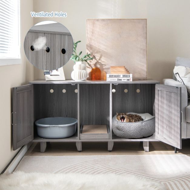 Armoire à chat Coast - 3-en-1 - MDF - Max. 40kg - 120 x 52 x 65 cm - Gris
