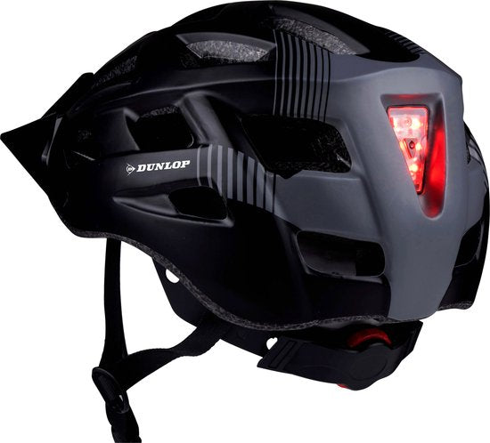 Dunlop Bicycle Helmet - Casque VTT - Taille L - Ajustable 58-61cm - Eclairage LED - Noir