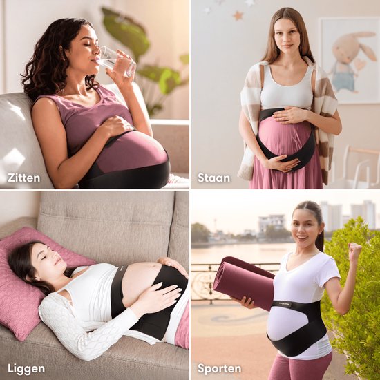 Vulpes Goods® Babycare - Bande abdominale de grossesse - Ceinture de grossesse ajustable - Bande abdominale de grossesse - Invisible et respirante - Soutien abdominal et dorsal - Taille M - Bande pelvienne - Ceinture de grossesse - Soutien pelvien - Sac d