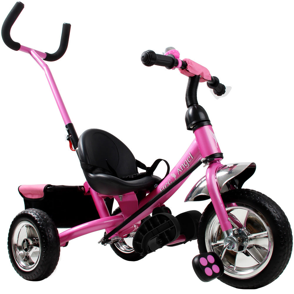 Spielwerk Tricycle pour Enfants Engel - Métal - Guidon de Poussée - Rose