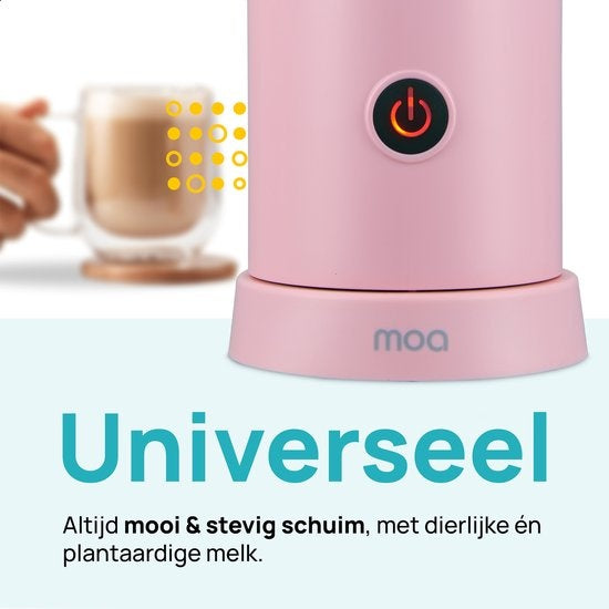 MOA Mousseur à lait électrique - Sans BPA - Pour faire mousser et chauffer - Rose - MF5P