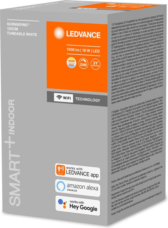 LEDVANCE luminaire pour plafond, SMART+ DAMP PROOF SUBMARINE TUNABLE WHITE / 18 W, 220...240 V, angle de rayonnement : 140, blanc accordable, 2700...6500 K, matériau du boîtier : plastique, IP65 1 pièce
