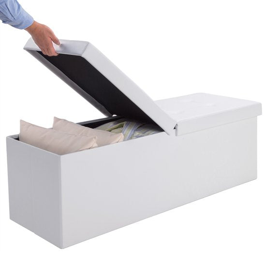 Banc Casaria avec rangement - 80x40x40cm 100L Faux cuir - Blanc