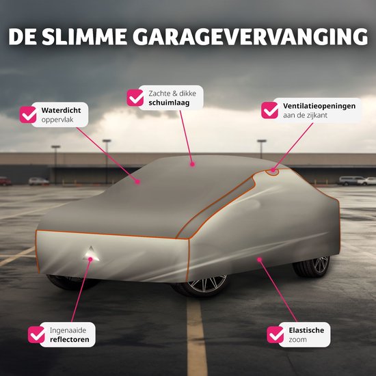 tectake® Car cover - Bâche voiture - Protection contre la grêle - Couverture imperméable - Respirante - Garage auto élastique - Accessoires auto avec sac de rangement - Compatible avec de nombreux modèles - Taille (LxLxH) 406x165x120 cm - Petit