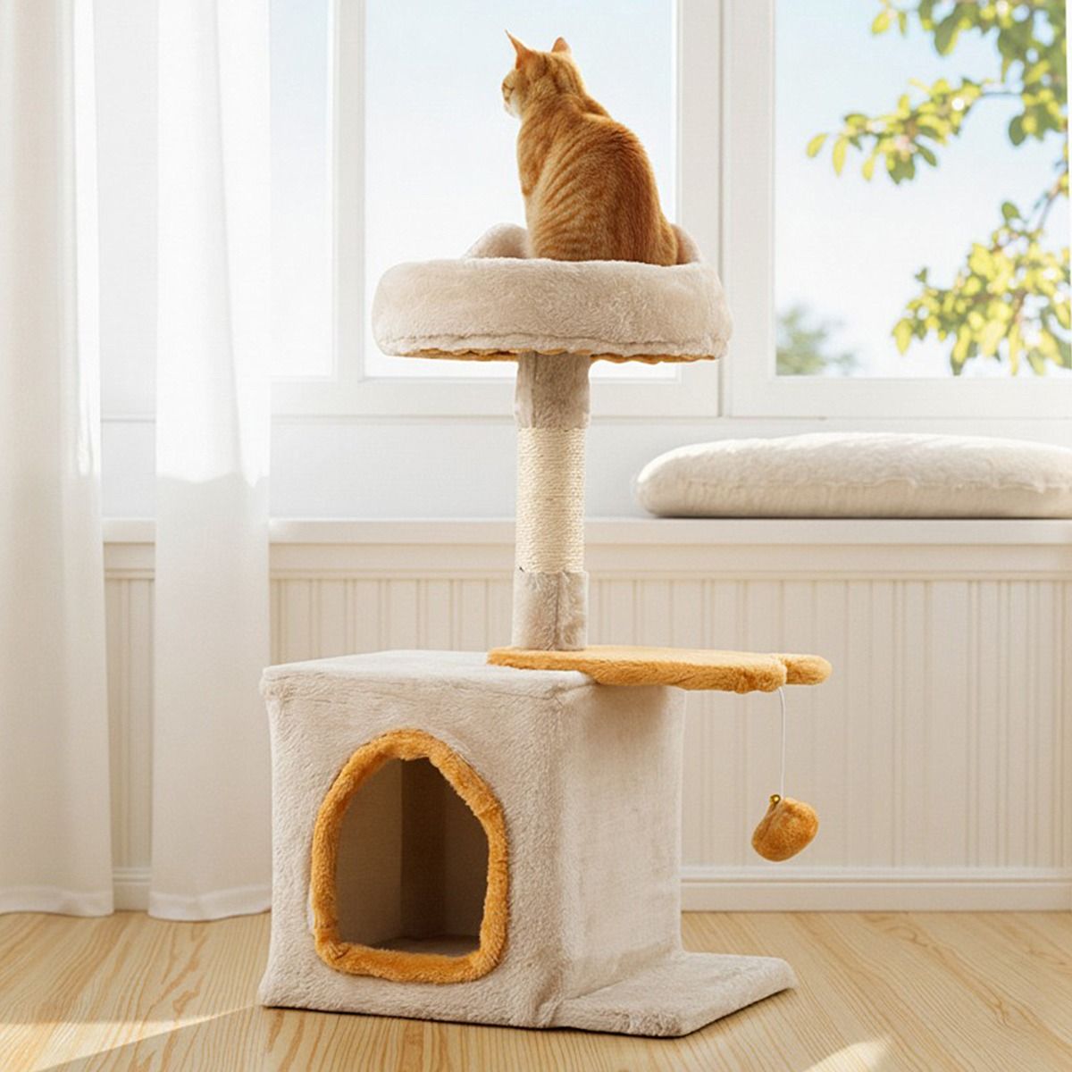 Coast Tour pour chat d'intérieur - Charmant arbre à chat avec siège en peluche - 40 x 30 x 61 cm