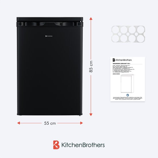 KitchenBrothers Réfrigérateur - 127L - Glacière - Tabletop - Frigo - Freestanding - Noir