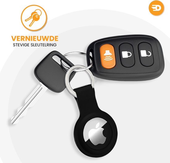 Drivv. Porte-clés AirTag - 2 pièces - Support AirTag - Silicone solide - Noir