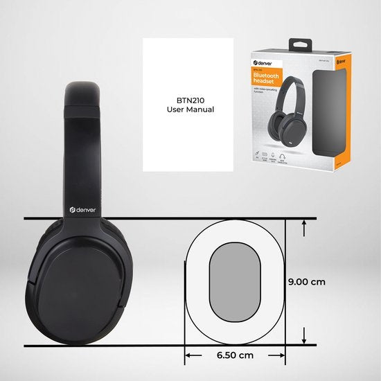 Casque Bluetooth Denver - Réduction active du bruit - Sans fil - Appel mains libres - BTN210