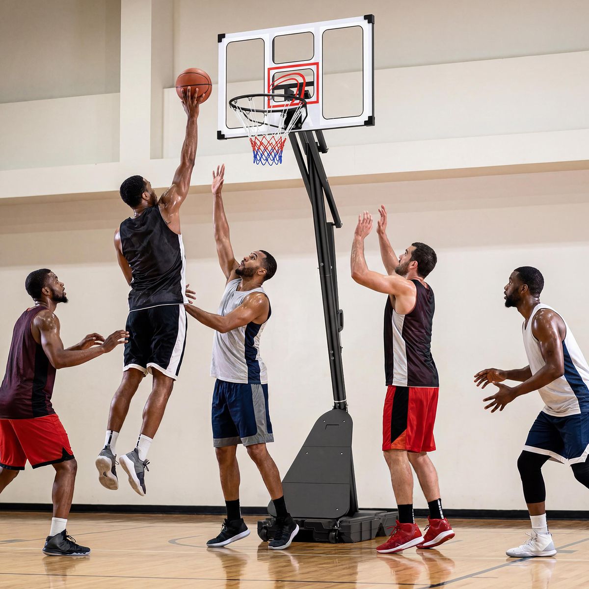 Support de basket-ball Coast avec roulettes - réglable en hauteur - adapté aux enfants et aux adultes - noir