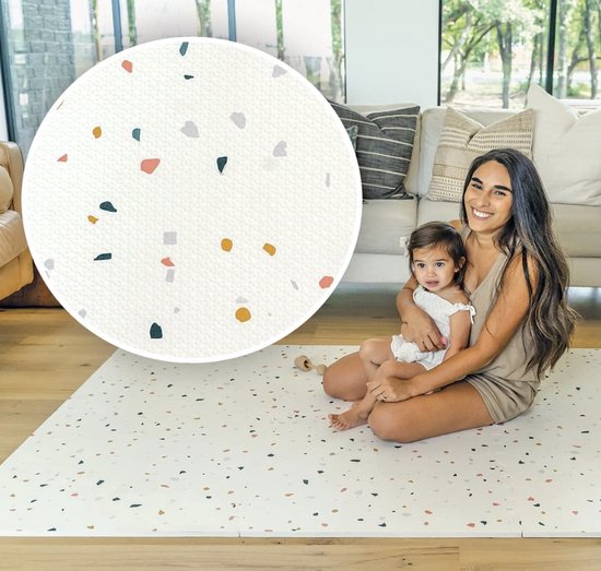 NilaFee™ - Tapis de jeu de luxe - Mousse - Bébé - Tapis de jeu - Tapis d'éveil - 180 x 120 x 1,5 cm - Tapis puzzle - Sac de rangement - Blanc classique