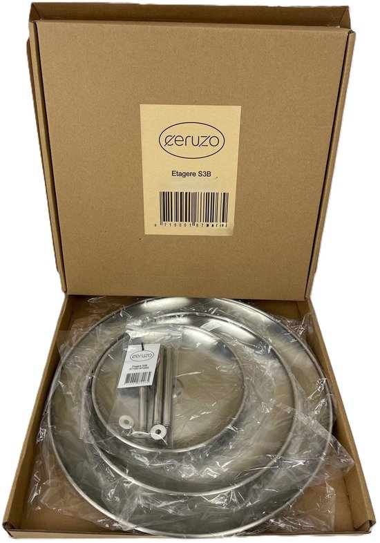 Étagère Ceruzo – Plat de service à 3 niveaux – Acier inoxydable – D26 x H34 cm