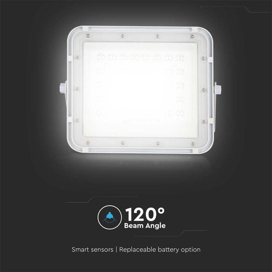 V-TAC VT-40W-W Projecteur solaire | IP65 Waterproof | Blanc | 6W | 400 Lumens | 4000K