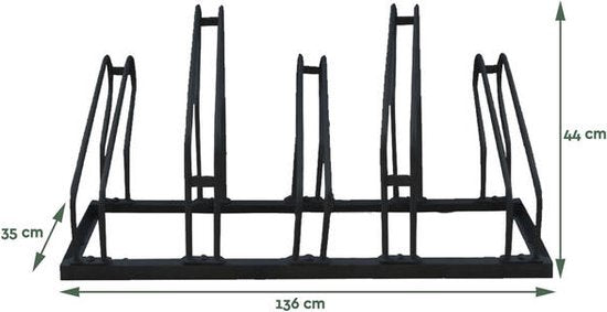 BRASQ Porte-vélos pour 5 vélos - Support pour vélos - Support pour vélos - Support pour vélos pour le sol Comprend le matériel de fixation - Noir