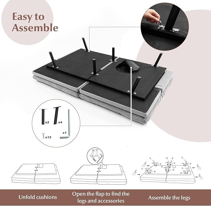 Canapé-lit transformable Coast - Gris - Lin - 87 x 178 x 82 cm - Capacité de charge de 273 kg