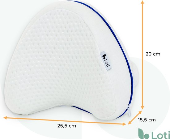 Loti Coussin de genoux pour le lit - Coussin orthopédique de genoux avec sangle - Coussin ergonomique pour les jambes - Correction de la posture - Oreiller pour le sommeil latéral - Mousse à mémoire de forme - Dormeur latéral - Oreiller pour les jambes -