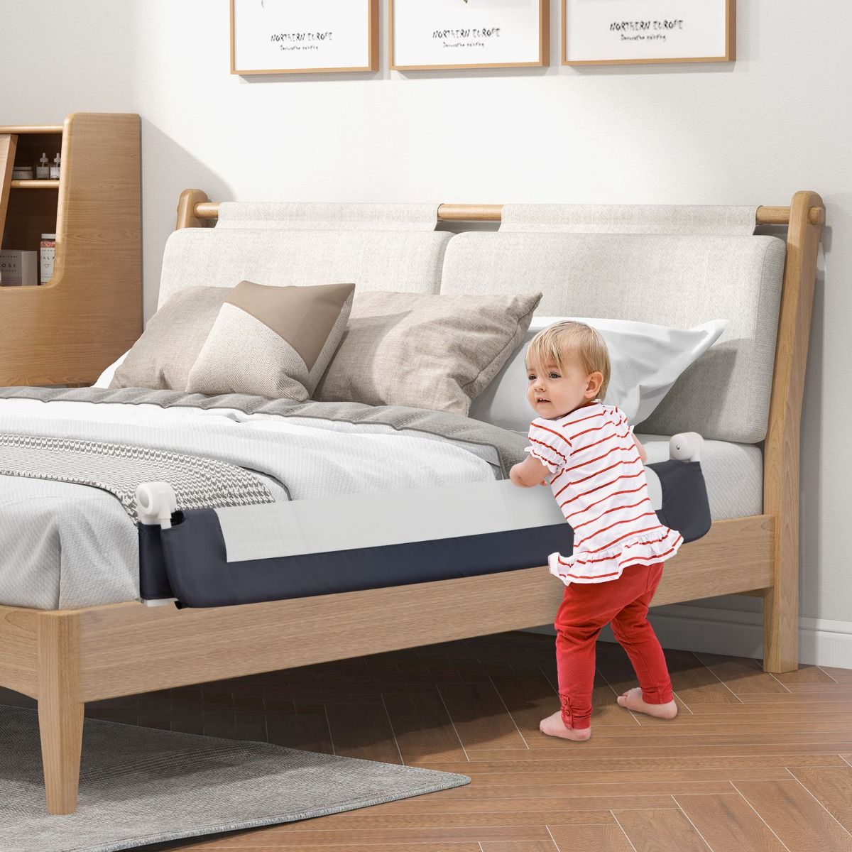 Barrière de sécurité pour lit d'enfant Coast - 150 x 40 x 42 cm - Gris