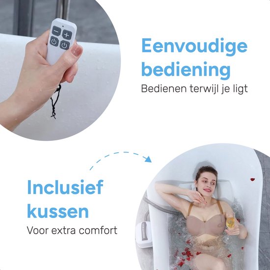 Tapis de bain à bulles pour le bain - Avec oreiller et télécommande - 6 positions - 110 jets - Tapis de jacuzzi - Massage - Tapis à bulles