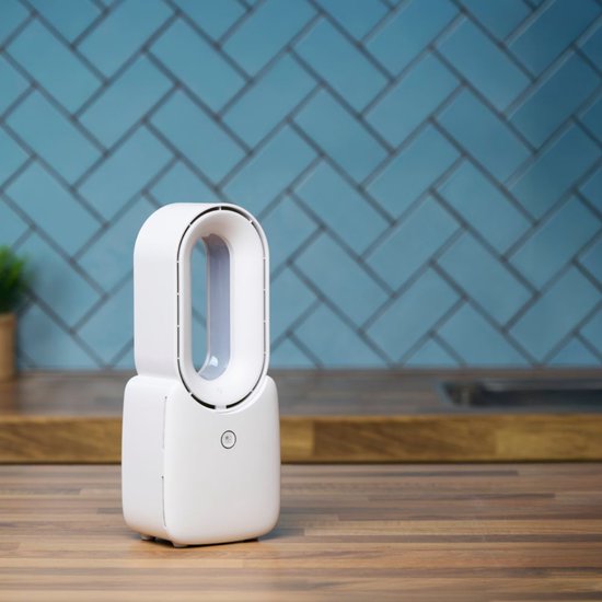 Ventilateur sans pale Lifetime Air - Ventilateur silencieux à trois vitesses - Ventilateur de bureau sans fil - Ventilateur de table avec éclairage d'ambiance LED - Rechargeable par USB-C - Design compact - 5W - Blanc