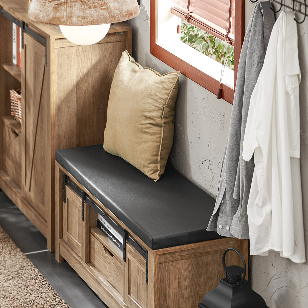 Banc à chaussures avec portes coulissantes SoBuy - 80 x 30 x 45 cm - pour 12 paires - Brun naturel