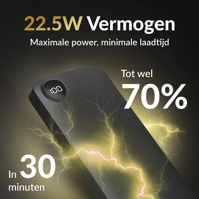 Surge C-Twin Powerbank 10 000mAh 22,5W - 2x USB-C + USB - Noir - Compact 14,2 x 6,8 x 1,6 cm
