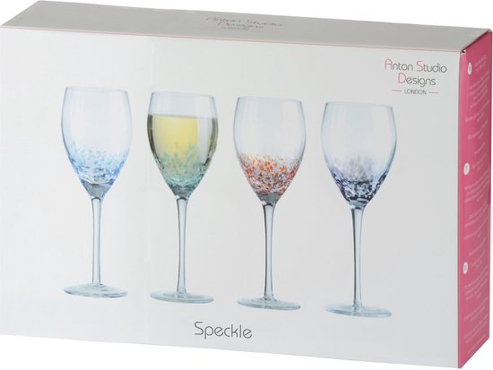 Anton Studio Designs London set de 4 verres à vin avec mouchetures colorées 35 CL