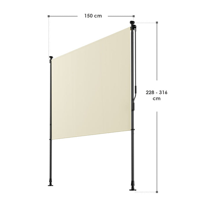 Juskys Barbados Vertical Sunshade 150 x 310 cm Beige - Protection élégante contre le soleil et l'intimité pour balcon et terrasse